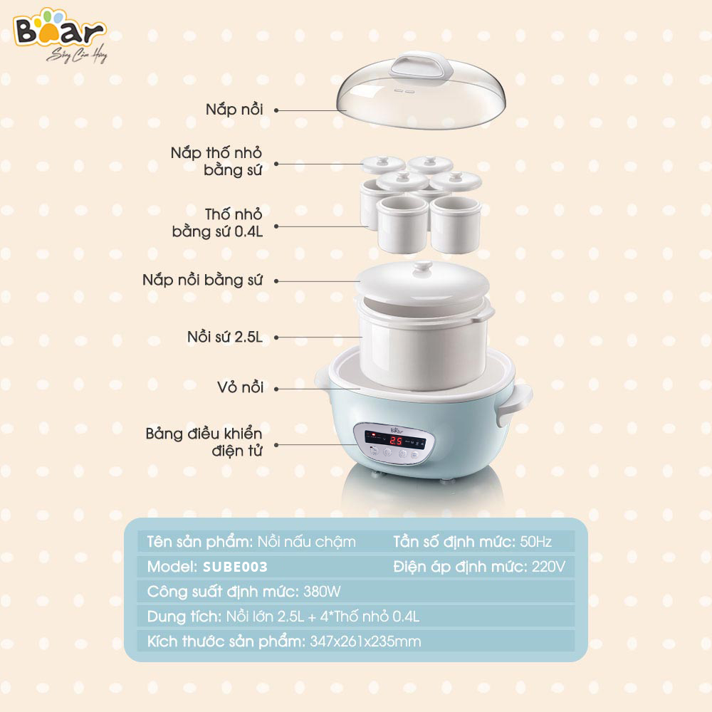 Nồi Nấu Chậm 2.5L Bear Sube003