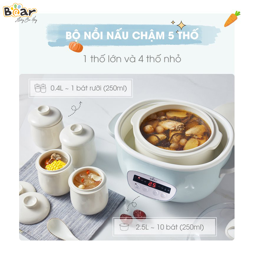 Nồi Nấu Chậm 2.5L Bear Sube003
