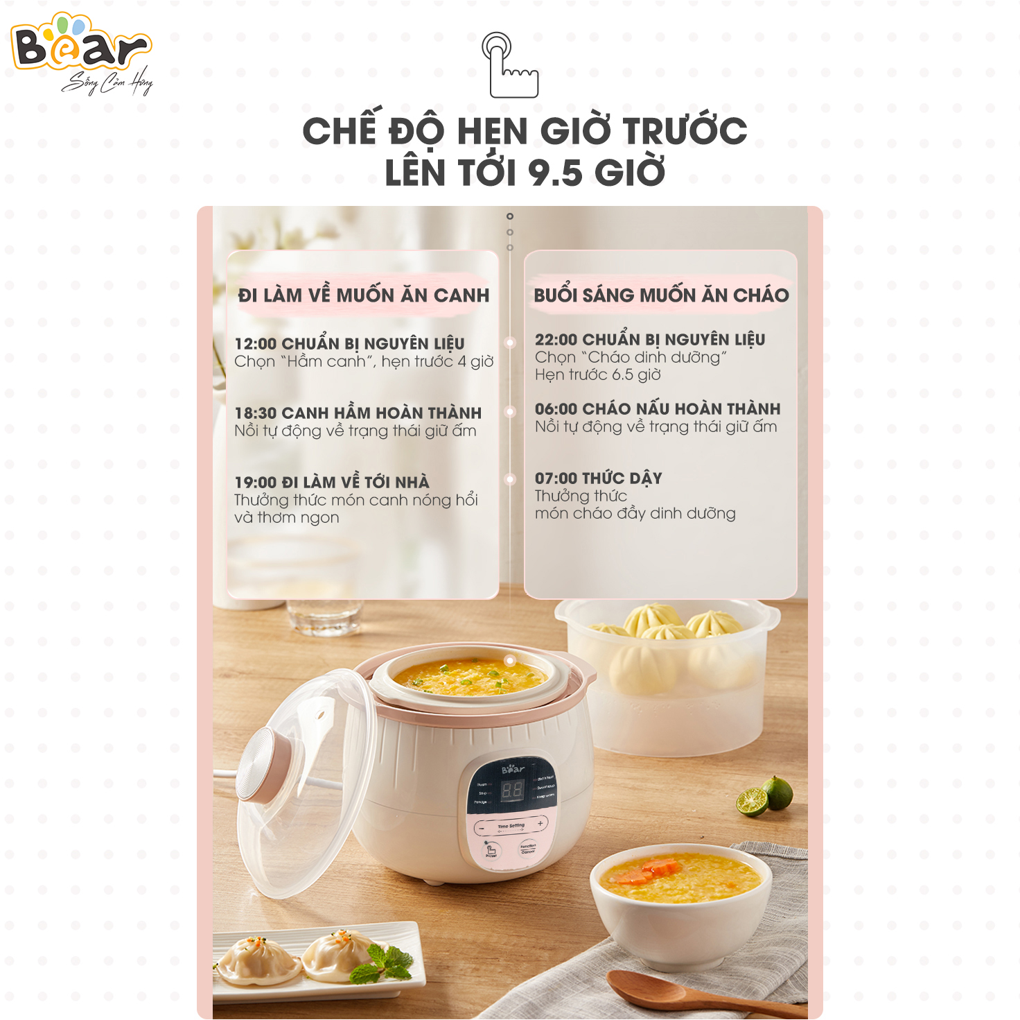 Nồi nấu chậm 0,8L Bear SUBE001