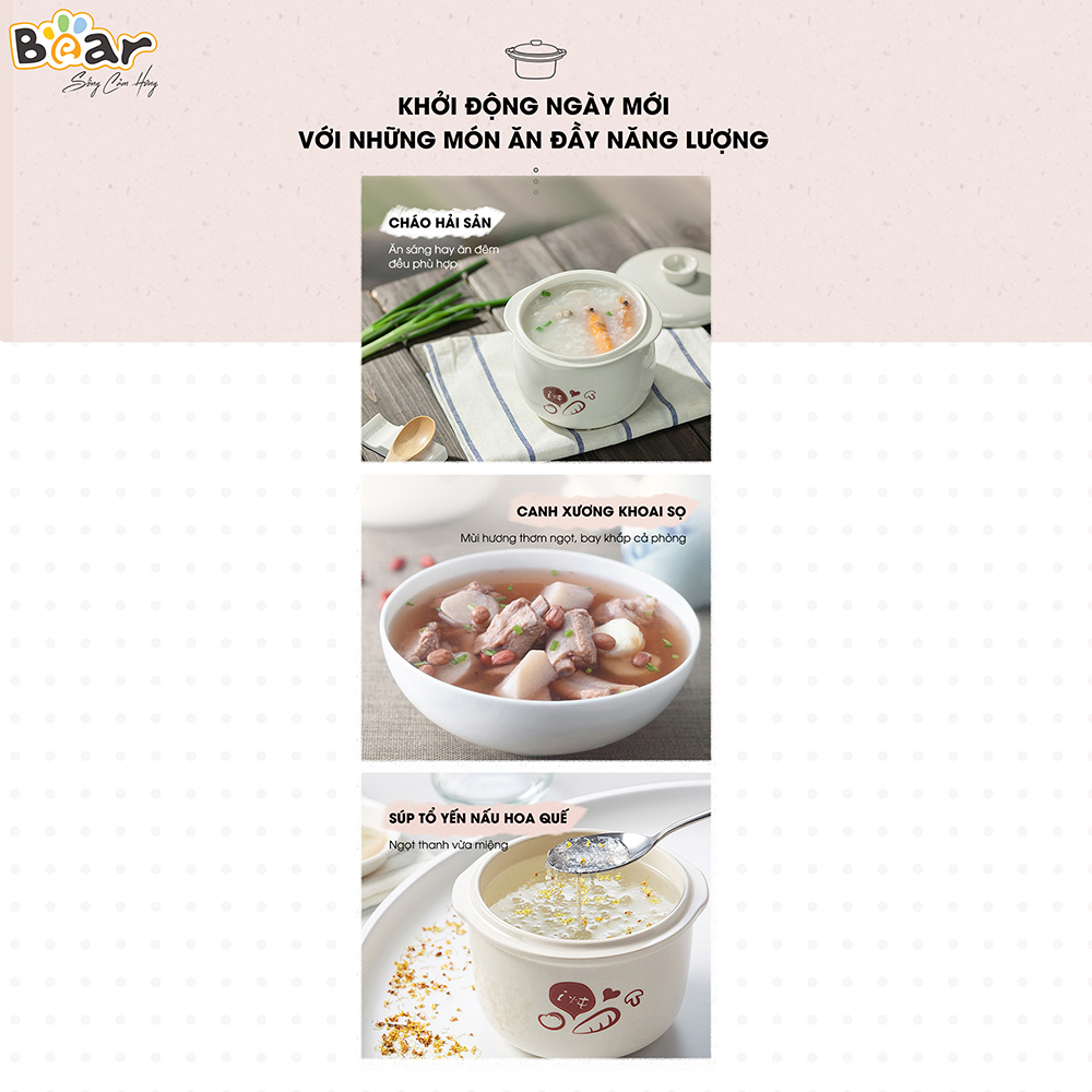 Nồi nấu chậm 0,8L Bear SUBE001