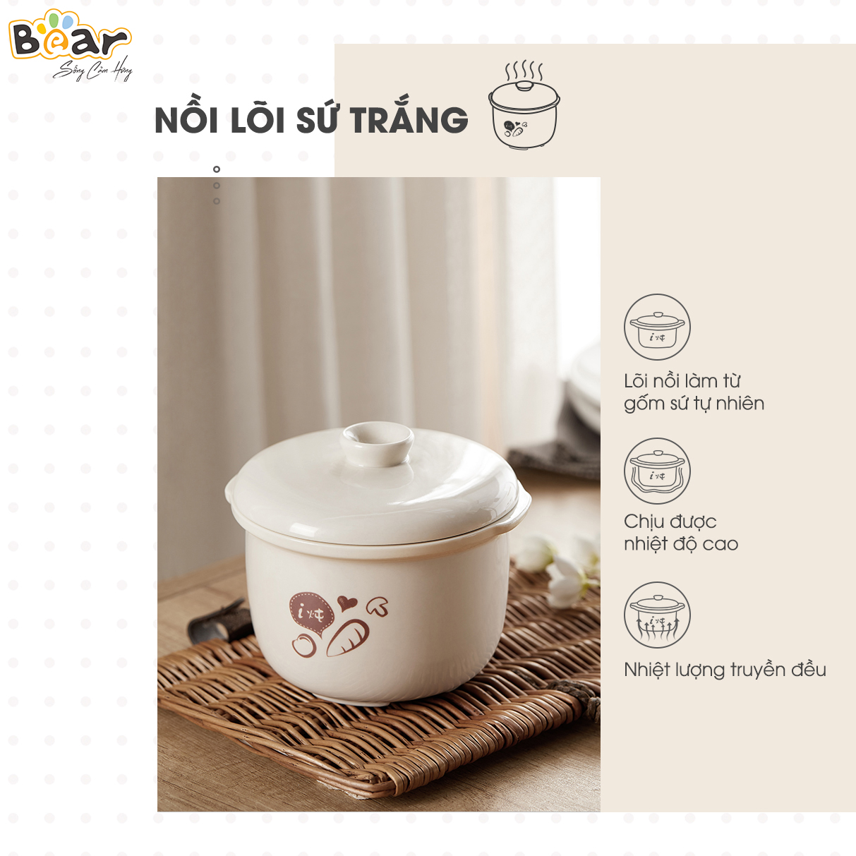 Nồi nấu chậm 0,8L Bear SUBE001