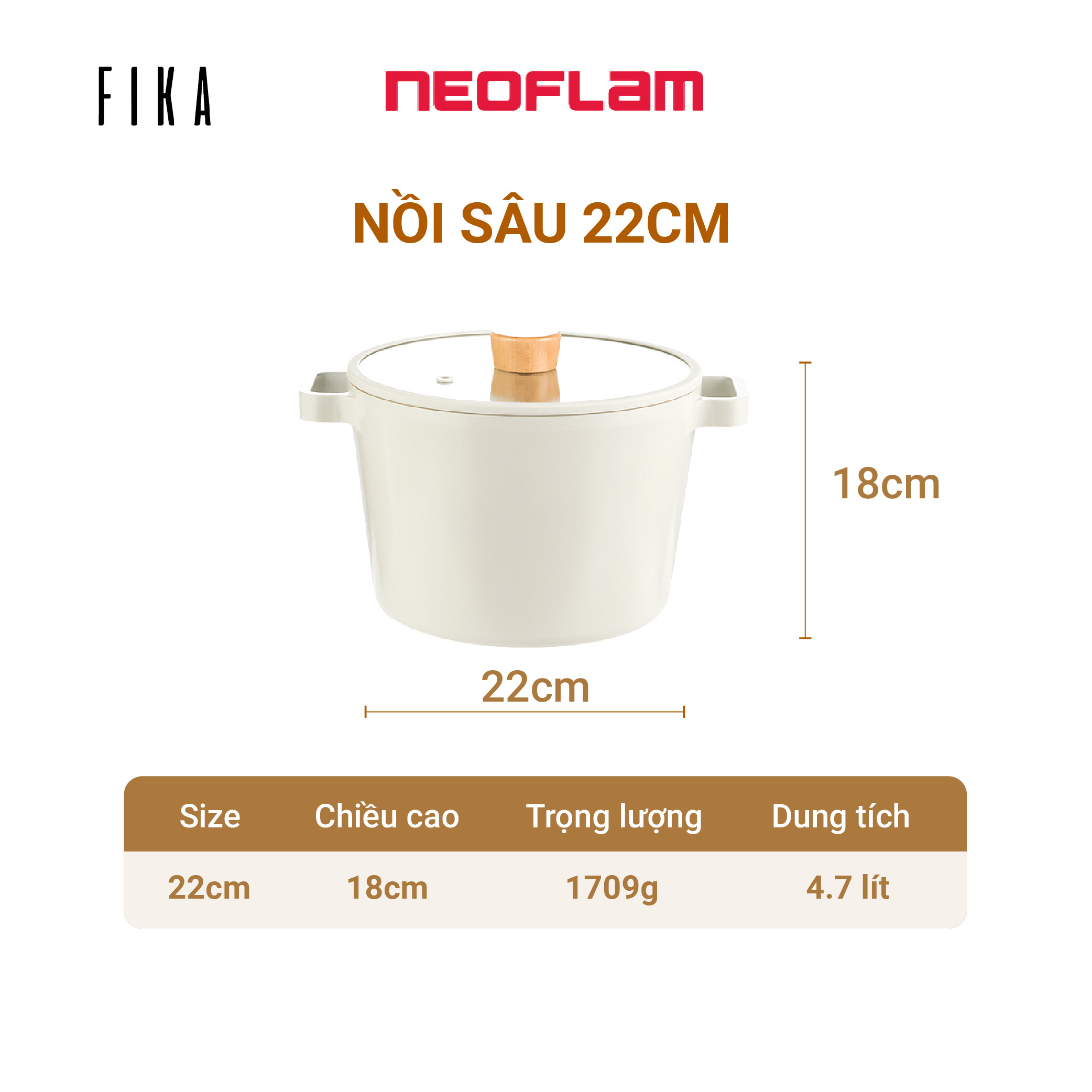 Bộ nồi chảo Neoflam Fika Hàn Quốc 7 món