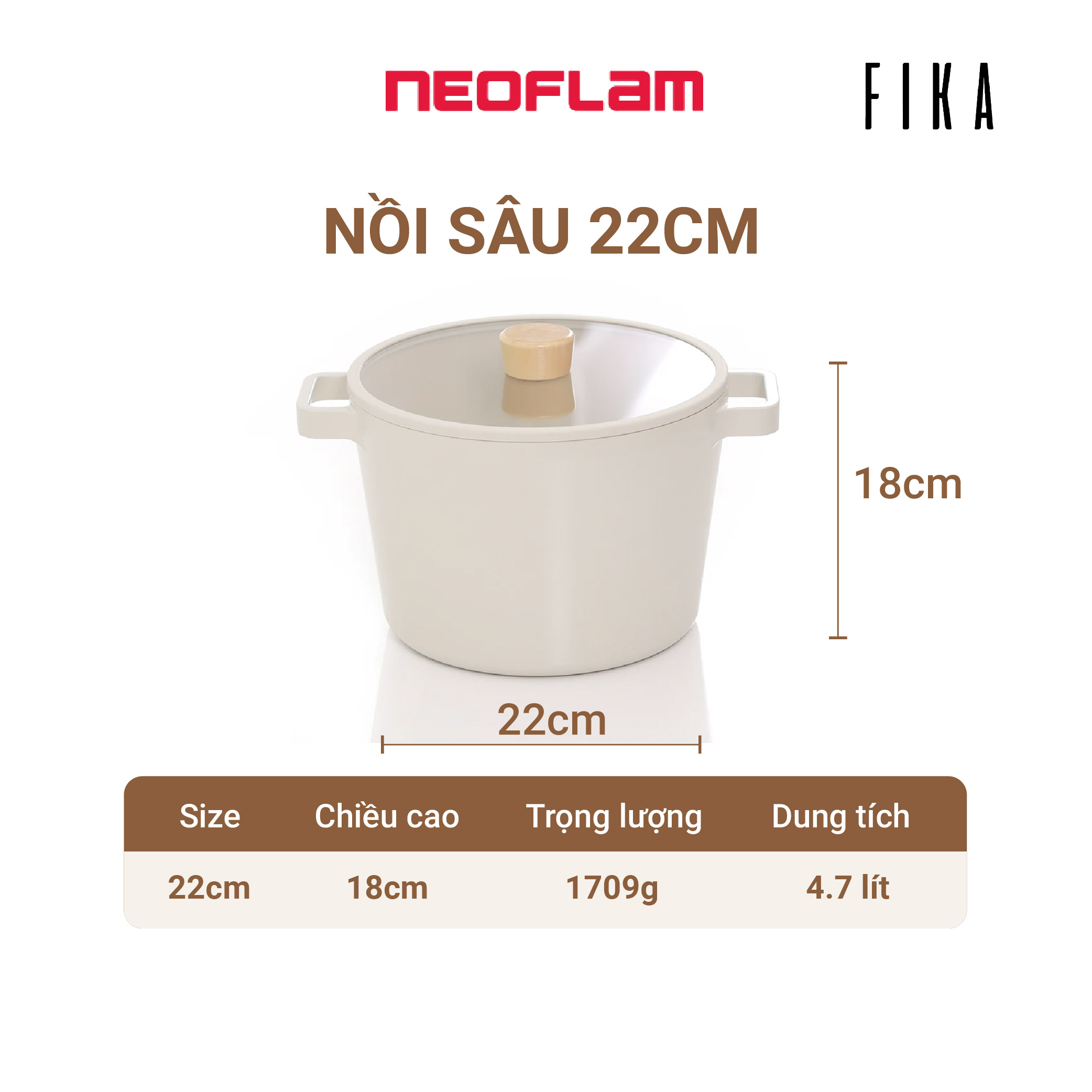 Bộ nồi chảo chống dính Neoflam Fika Hàn Quốc 9 món