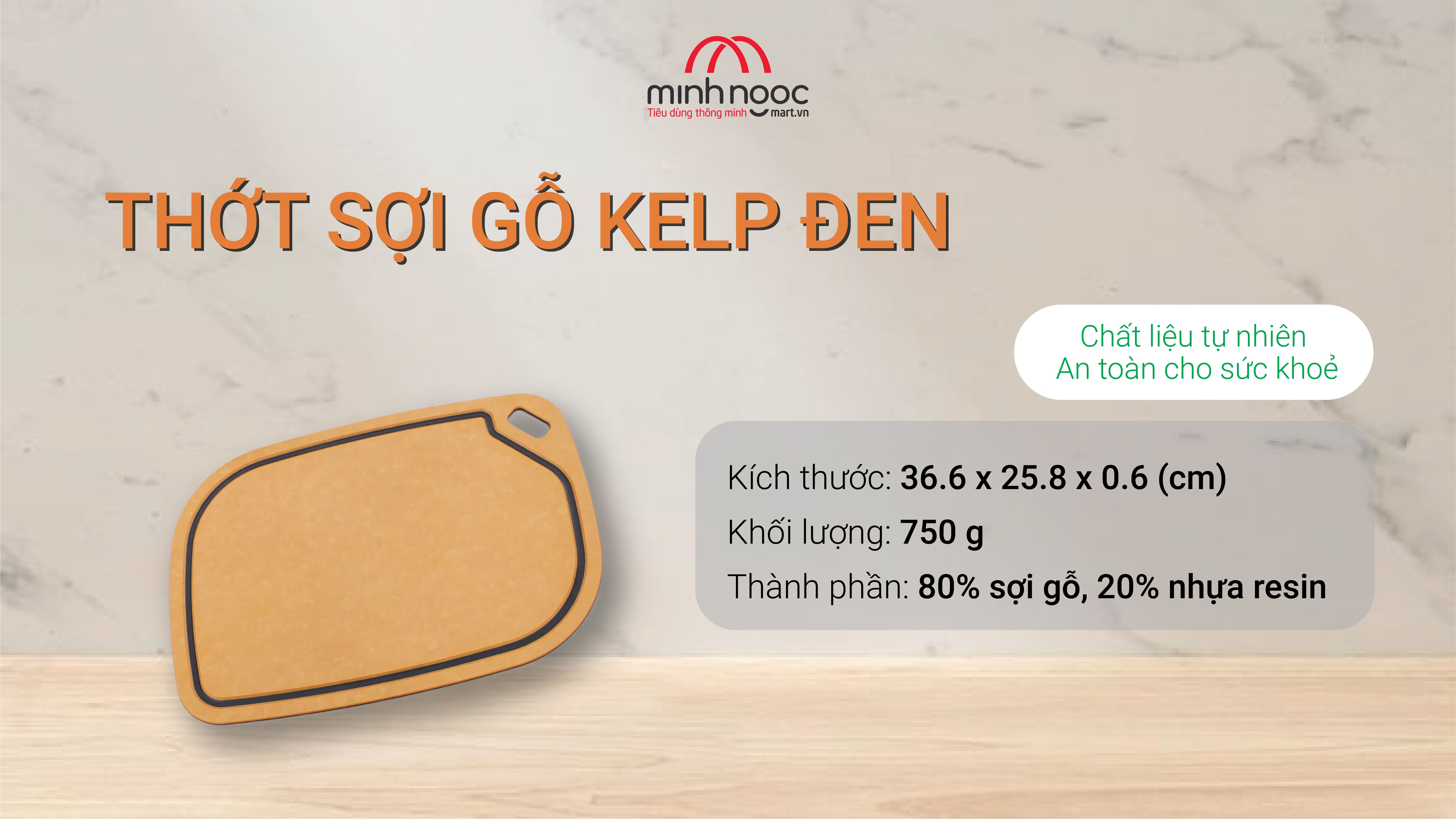 Thớt sợi gỗ Kelp Đen