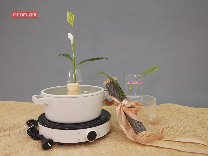Bộ nồi nông 22cm & bếp từ đơn Fika Neoflam Hàn Quốc