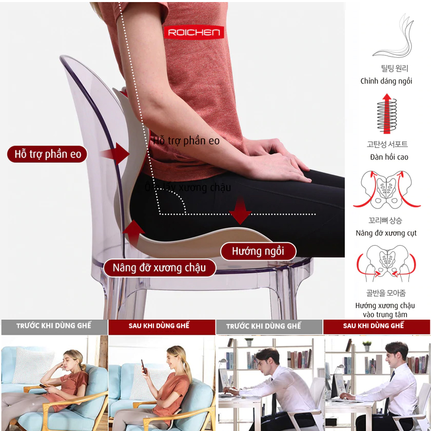 Bộ 3 ghế chỉnh dáng ngồi đúng Roichen Nữ