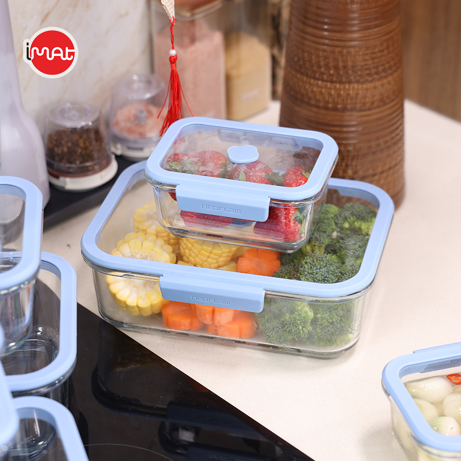 Bộ hộp thuỷ tinh chân không Neoflam VACU 8 món không bơm