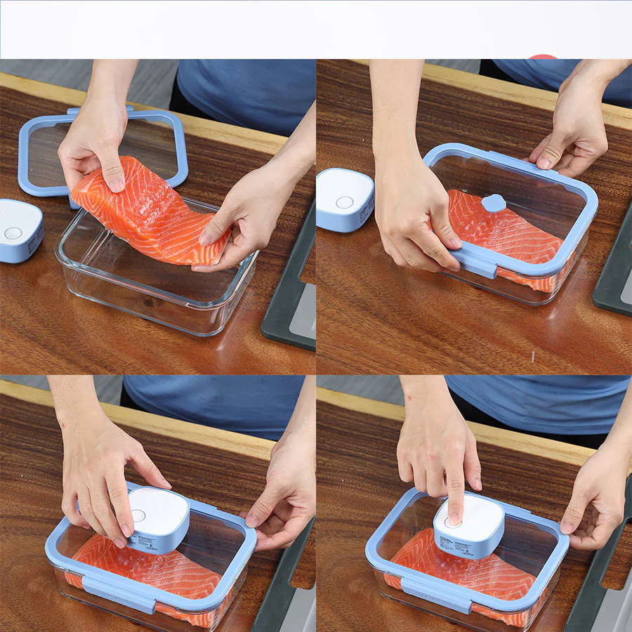 Bộ 6 Hộp Thủy Tinh Chân Không Neoflam Vacu Seal