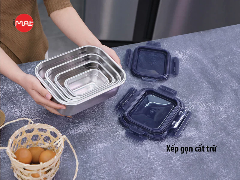 Bộ 4 hộp inox dùng vi sóng Imat