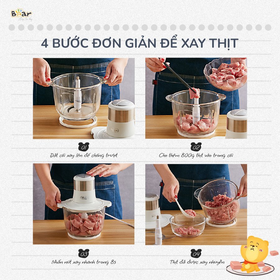 Máy xay thịt Bear 2L SB-MA02L màu trắng