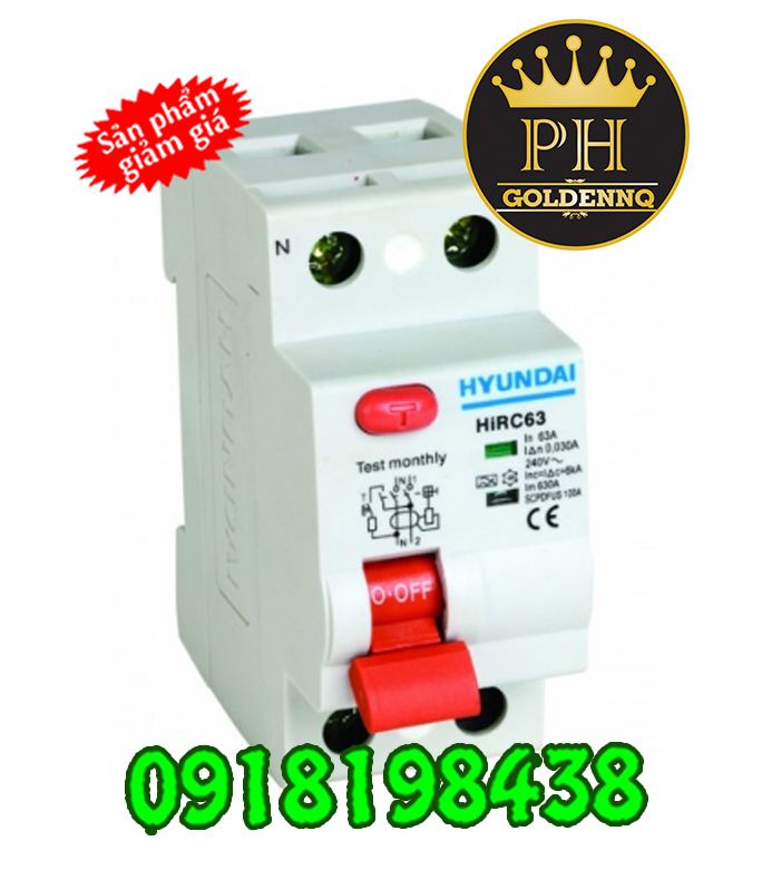 RCCB-HYUNDAI-CB BẢO VỆ CHỐNG DÒNG RÒ 16A-100MA