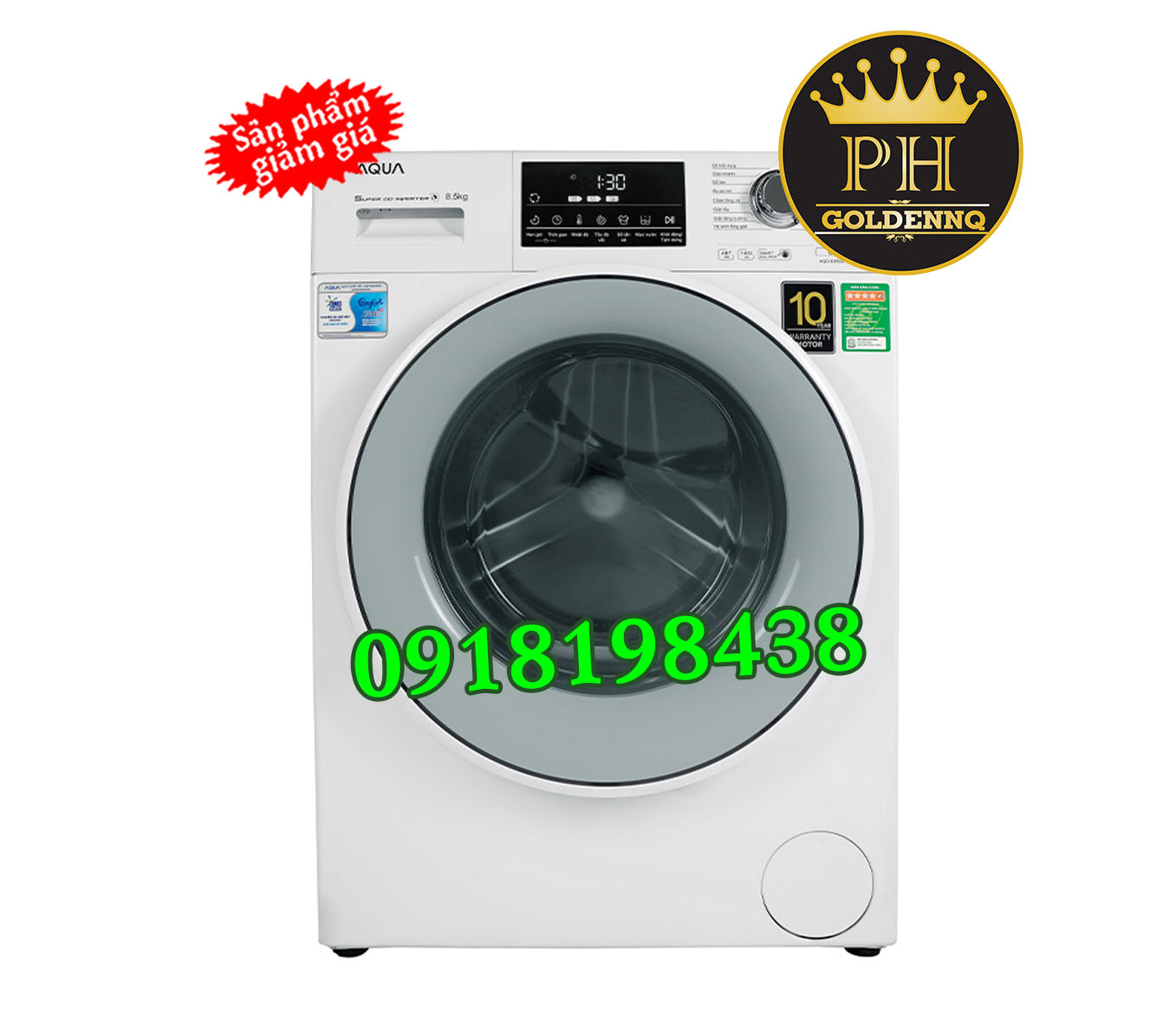 Máy giặt Aqua Inverter 8.5 kg AQD-D850E W