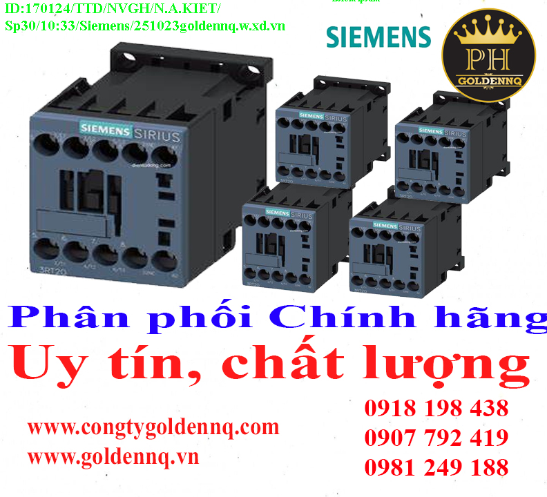 Khởi động từ Siemens (Contactor) chính hãng, giá sỉ, bảo hành, phân phối toàn quốc. Thông tin chi tiết xin vui lòng liên hệ hotline.