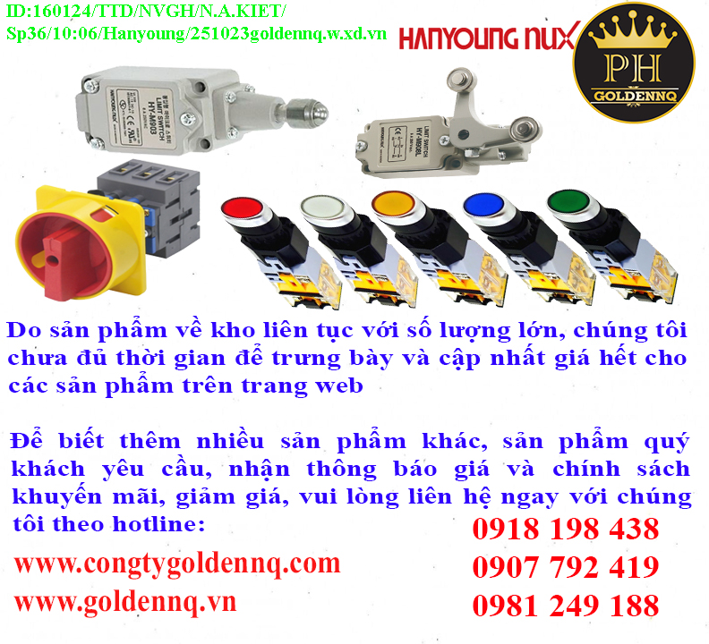 Công tắc Hanyoung chính hãng, giá sỉ, bảo hành, phân phối toàn quốc.