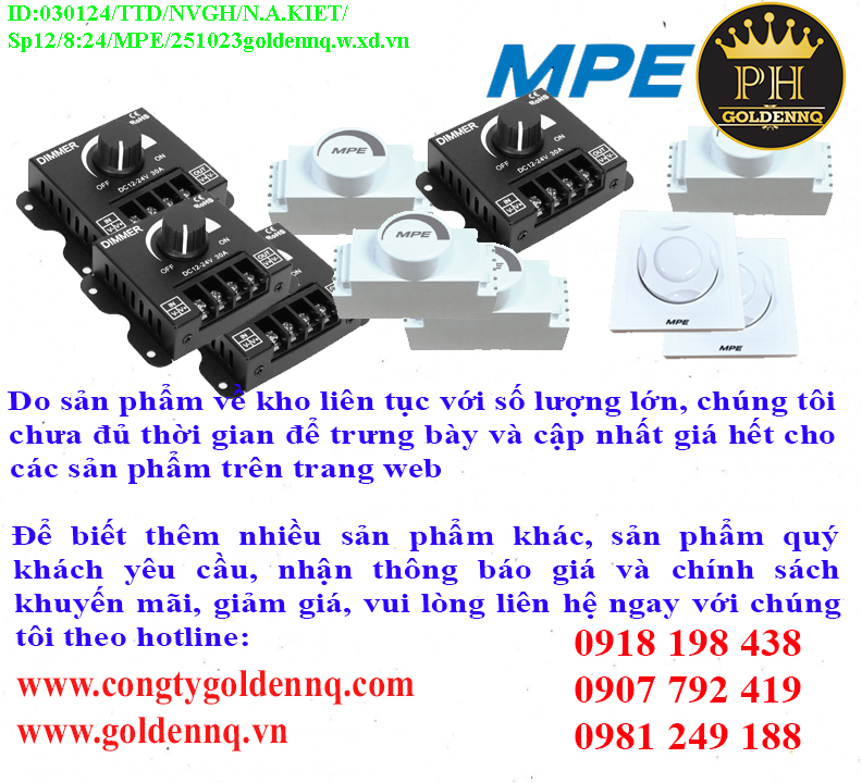 DIMMER LED MPE chính hãng, giá sỉ, phân phối toàn quốc.