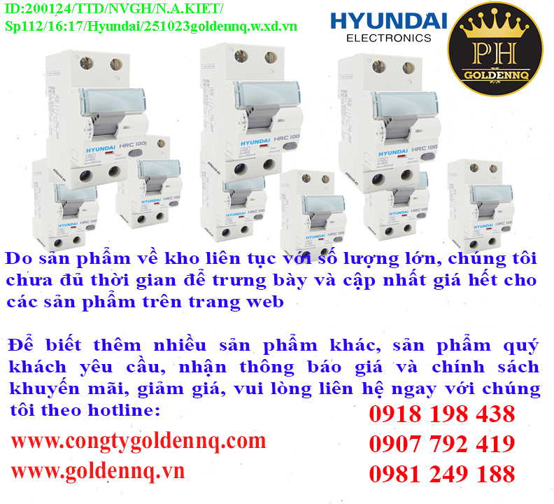 Cầu dao chống dòng rò Hyundai (RCCB) chính hãng, giá sỉ, bảo hành, phân phối toàn quốc.