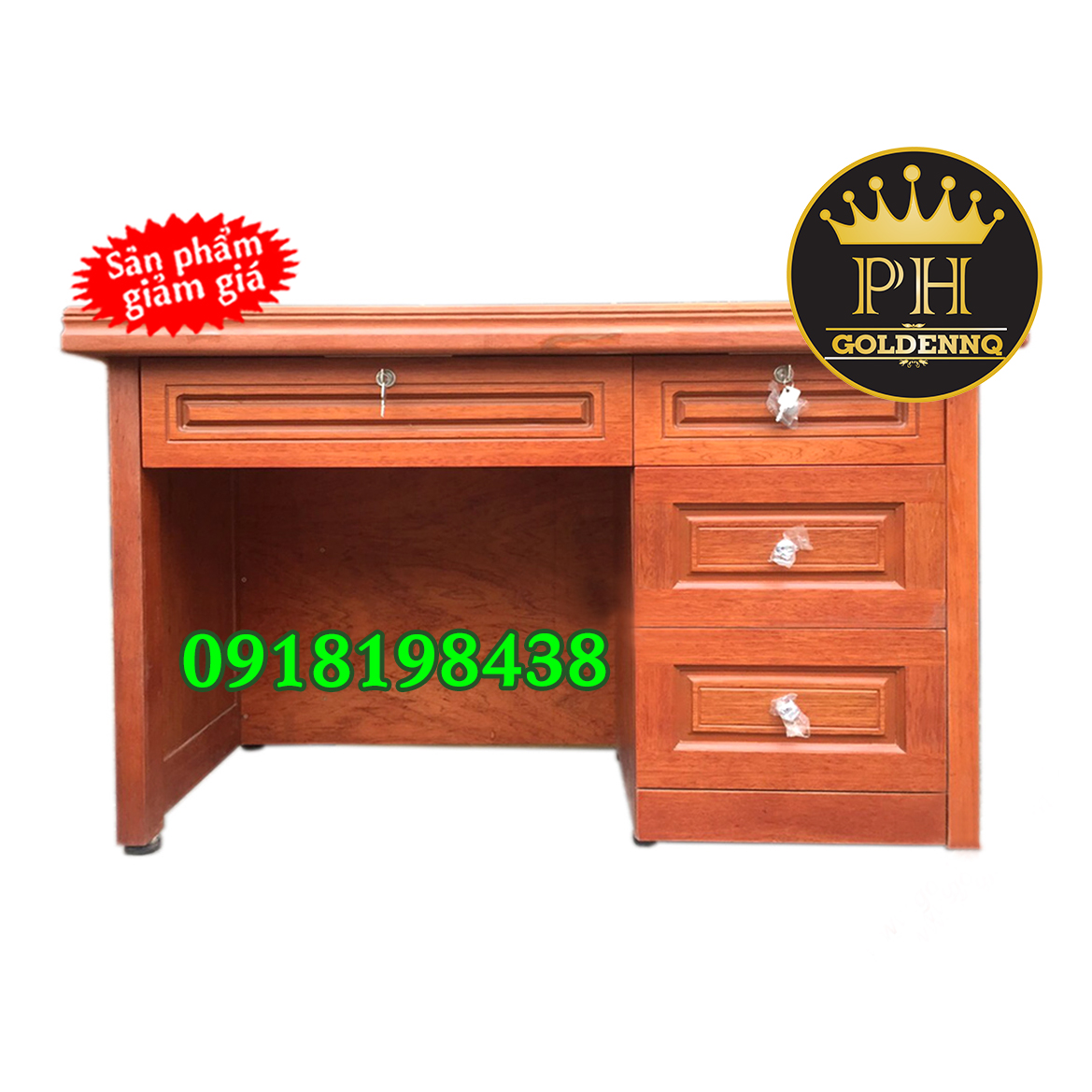 Bàn làm việc gỗ căm xe 1m2 BL046 (đỏ đậm)