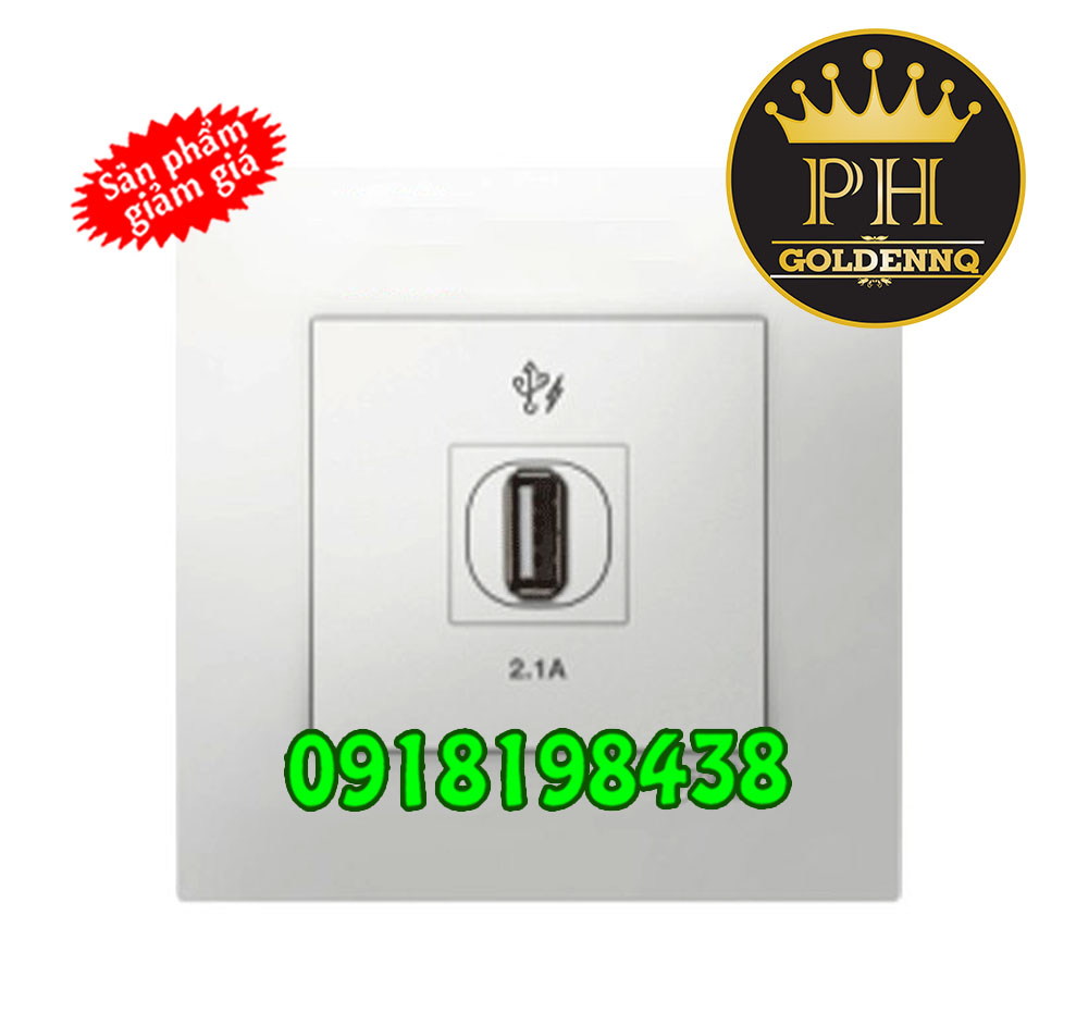 Ổ cắm đơn sạc USB 2.1A màu trắng Vivace