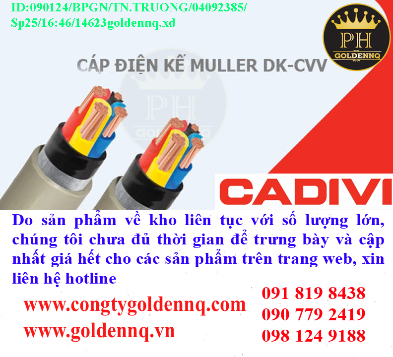 Cáp điện kế CADIVI về kho nhiều chưa cập nhật kịp, vui lòng liên hệ hotline để biết thêm thông tin