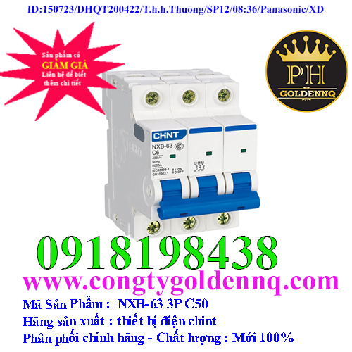 Cầu dao dạng tép (MCB) NXB-63 3P 50A Chint