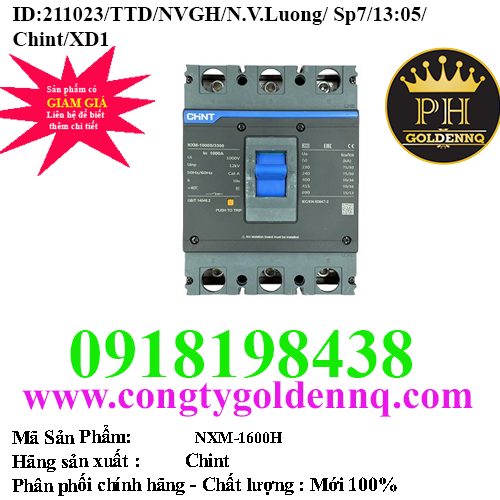 MCCB 3P Chint NXM-1600H (70kA) 1600A