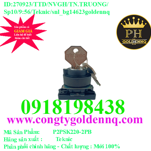 Công tắc xoay 2 vị trí, tự trả về - P2PSK220-2PB