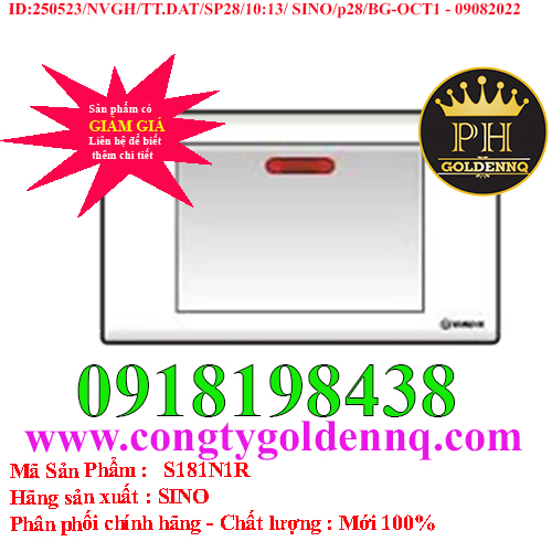 Công tắc đơn 1 chiều phím lớn có đèn báo đỏ S181N1R