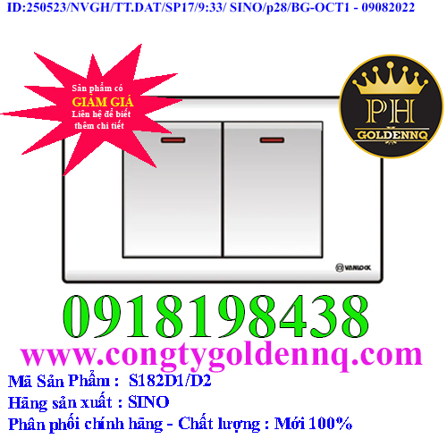 1 công tắc 1 chiều với 1 công tắc 2 chiều phím lớn S182D1/D2 (S182D1/D2/DL)
