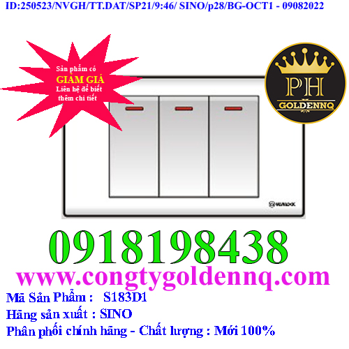 Công tắc ba 1 chiều phím lớn SINO S183D1 (S183D1/DL)
