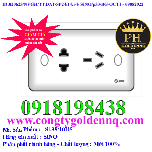 Ổ cắm 2 chấu và 1 ổ 3 chấu kiểu Úc SINO S198/10US