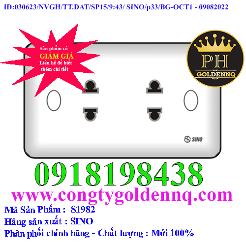 2 Ổ cắm 2 chấu 16A SINO S1982 (S1982V)