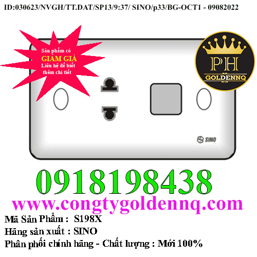 Ổ cắm đơn 2 chấu 16A với 1 lỗ SINO S198X (S198XV)