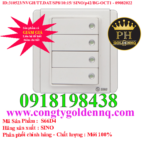 Công tắc bốn 1 chiều phím lớn có dạ quang S66D4