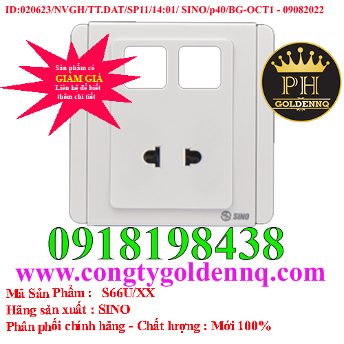 Ổ cắm đơn 2 chấu 16A với 2 lỗ SINO S66U/XX