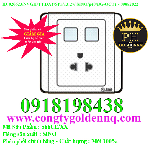Ổ cắm đơn 3 chấu 16A với 2 lỗ SINO S66UE/XX