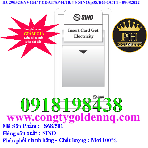 Công tắc dùng thẻ từ 16A có thời gian chậm SINO S68/501