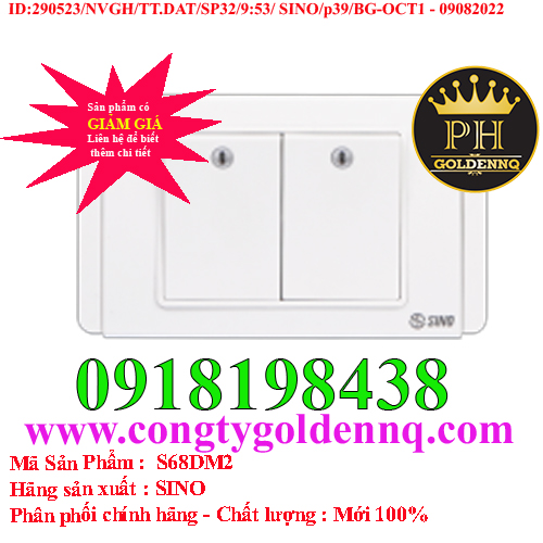 Công tắc đôi 2 chiều phím lớn có dạ quang SINO S68DM2