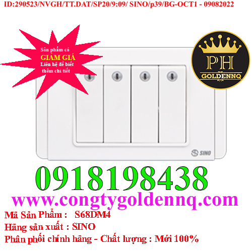 Công tắc bốn 2 chiều phím lớn có dạ quang SINO S68DM4