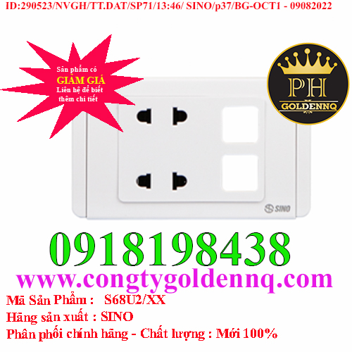 2 Ổ cắm 2 chấu 16A với 2 lỗ SINO S68U2/XX
