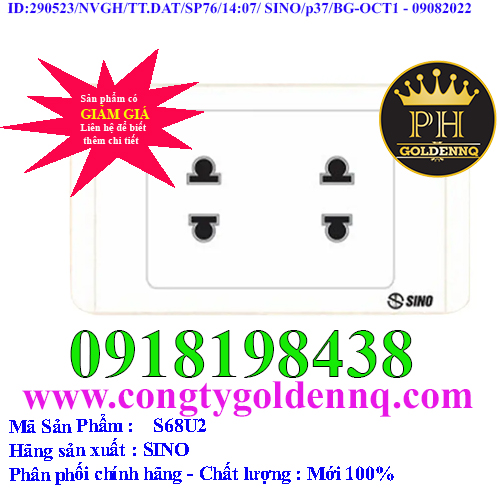 2 Ổ cắm 2 chấu 16A SINO S68U2