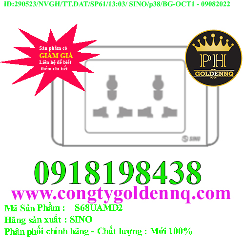 2 Ổ cắm đa năng dọc có màn che SINO S68UAMD2