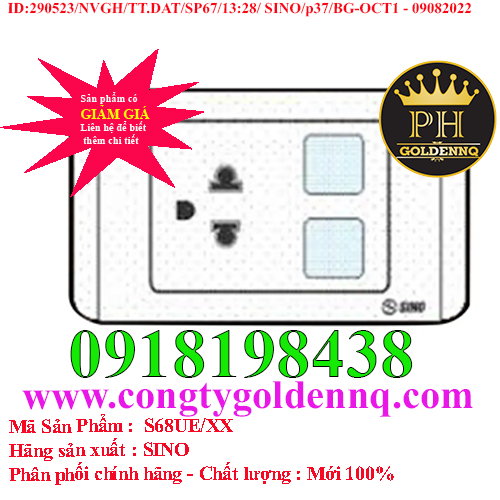 Ổ cắm đơn 3 chấu 16A với 2 lỗ SINO S68UE/XX