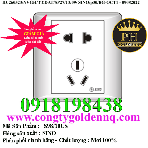 Ổ cắm 2 chấu và 1 ổ 3 chấu kiểu Úc SINO S98/10US