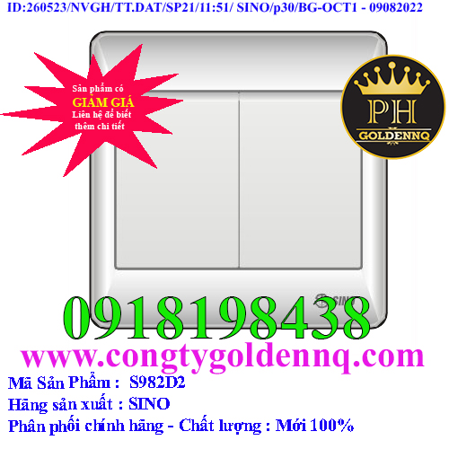 Công tắc đôi 2 chiều phím lớn SINO S982D2