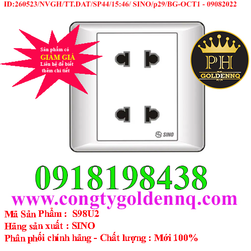 2 ổ cắm 2 chấu 16A SINO S98U2