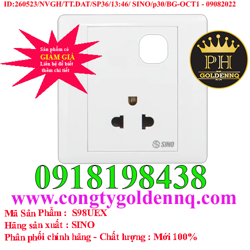 Ổ cắm đơn 3 chấu 16A với 1 lỗ SINO S98UEX