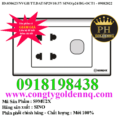 2 Ổ cắm 2 chấu 16A với 1 lỗ SINO S9MU2X