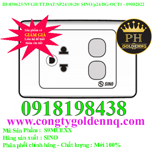 Ổ cắm đơn 3 chấu 16A với 2 lỗ SINO S9MUEXX
