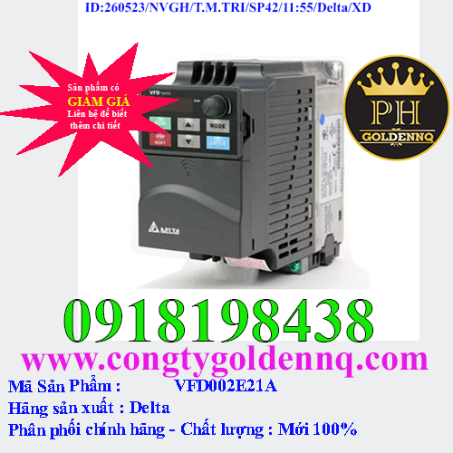 Biến tần Delta VFD002E21A 0.2kW 1 Pha 220V