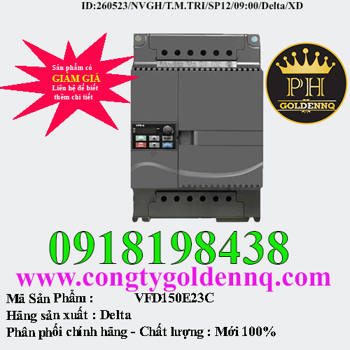 Biến tần Delta VFD150E23C 15kW 3 Pha 220V